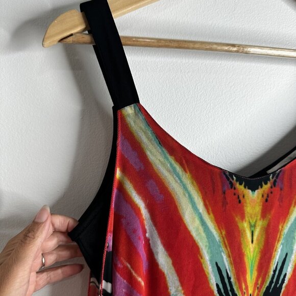 Boston Proper Dress Womens Small Multicolor Boho Maxi Sheer Overlay Flowy Resort - Picture 3 of 11